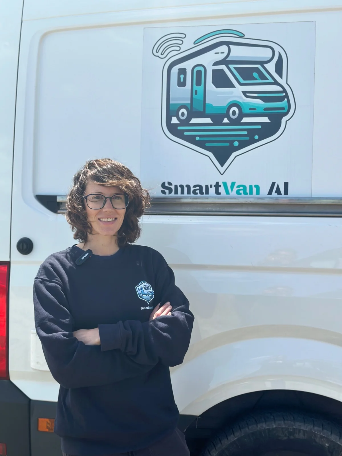 Mariola Martínez working from her camper van